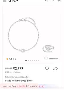 925 Real Silver Giva Bracelet &amp; Ring Set