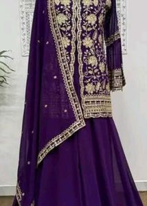 Women Purple Ethnic Kurta Suit Set With Dupatta