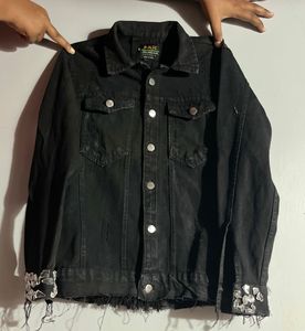 Black Embellished Denim Jacket