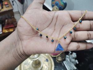 Blue Triangle Charm Necklace