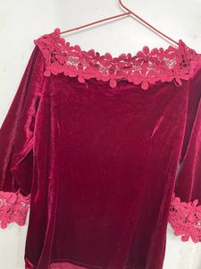 Maroon Velvet Princess Top