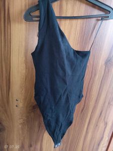 Chic Black Bodysuit With Cutout Neck