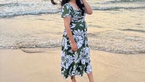 green floral beach dress