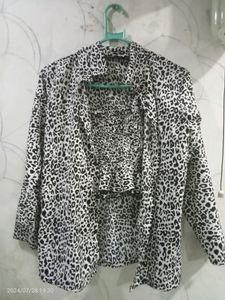 Animal Print Shirt And Crop Top