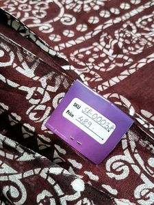 Batik Handloom Saree - Chocolate Brown