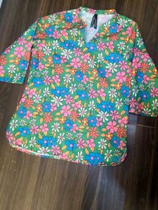Floral Green Top