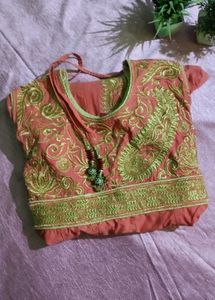 Maroon Anarkali Dress with Paisley Embroidery