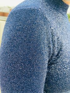 Blue Woollen Shiny Top