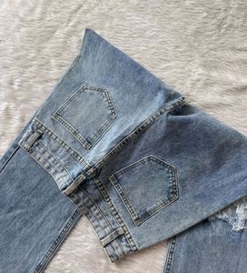 High waisted denim jeans