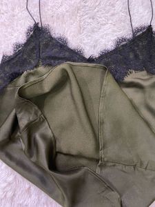 Olive Green Lace Cami Top