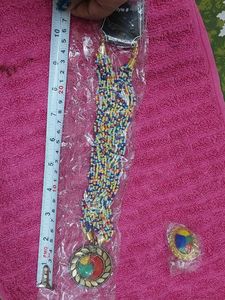 Combo Multicolored Trendy Beads Necklace + Ring