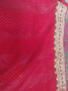 Red Embellished Dupatta