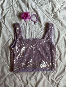 Sparkly y2k Lavender Crop Top