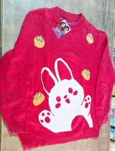 Cute Rabbit Graphic Knit Sweater