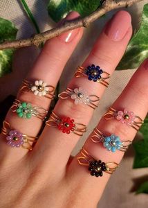 Daisy Beaded Wire Rings