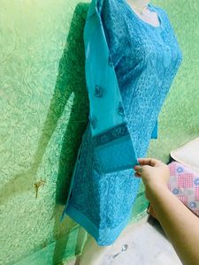 New Lakhnvi Blue Kurta