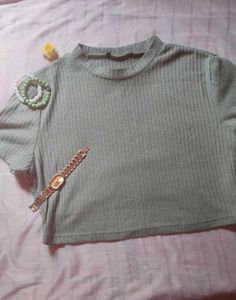 Sage Green Ribbed Crop Top