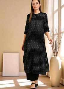 Striped Black Kurta