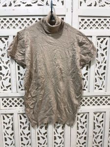 🎀Beige Turtleneck Short Sleeve Top B