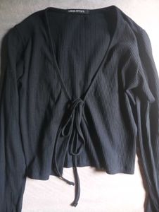 Ribbed Tie-Front Top