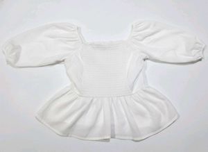 White Off-Shoulder Peplum Top