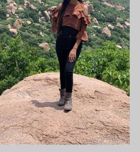 Brown Bell Sleeve Top