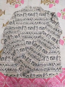 Men Printed Pure Cotton Straight Kurta (Beige)