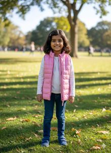 Kids Pink Puffer Sleeveless Jacket