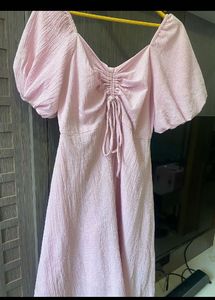 Pink Puff Sleeve Mini Dress