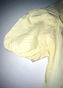 Cream Puff Sleeve Tie-Front Top
