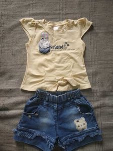 Girls Yellow T Shirt With Short