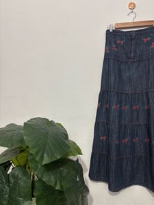 Vintage Embroidery Denim Skirt