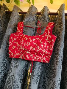 Sleeves Less Red Padded Blouse