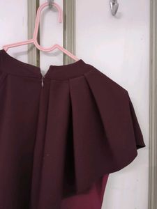 Burgundy One-Shoulder Dress