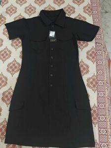Black Button-Down Mini Dress