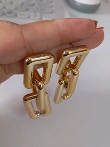 Gold Color Chain Drop Earrings