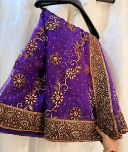 Purple heavy work Saree