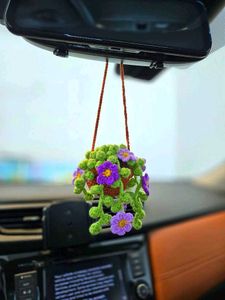 Crochet Car Hanging Plants And Flowers