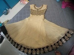 Elegant Beige Embroidered Anarkali