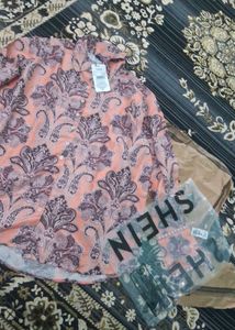 SHEIN Orange Paisley Print Top