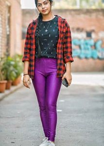 Red Plaid Flannel &amp; Purple Leggings