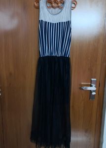 Striped Dress With Mesh Skirt