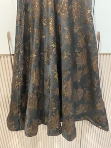 Women’s Ethnic Brown Gown With Patchwork On Front