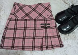 Pink Plaid Skirt