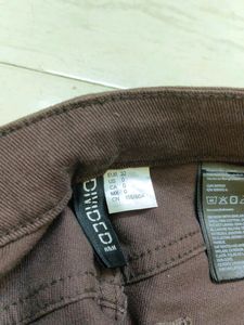 H&amp;M Women Mom Loose Fit Brown Twill Trousers