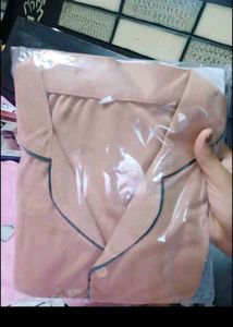 Tan Pajama Top with Green Trim