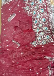 Maroon Floral Saree