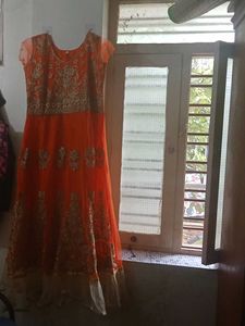 Orange Embroidered anarkali gown