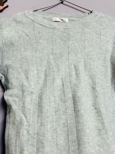 Gray Ribbed Long Sleeve Top