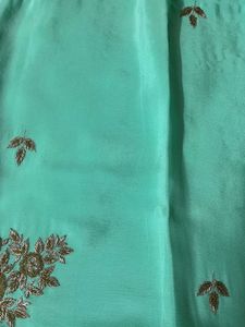 Elegant fluorescent green Saree with blouse